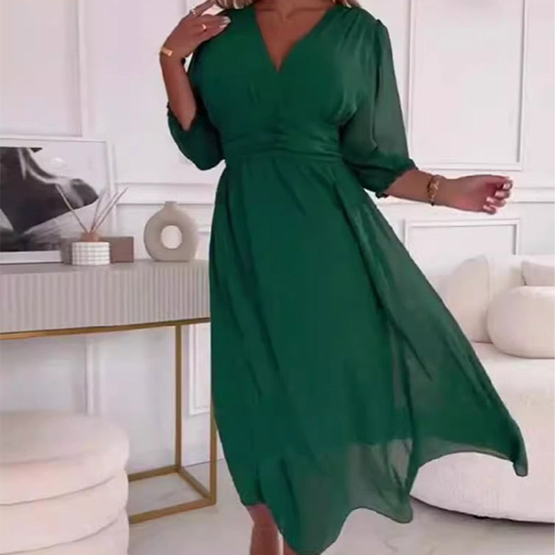 Elara | Elegant Pleated Midi Dress