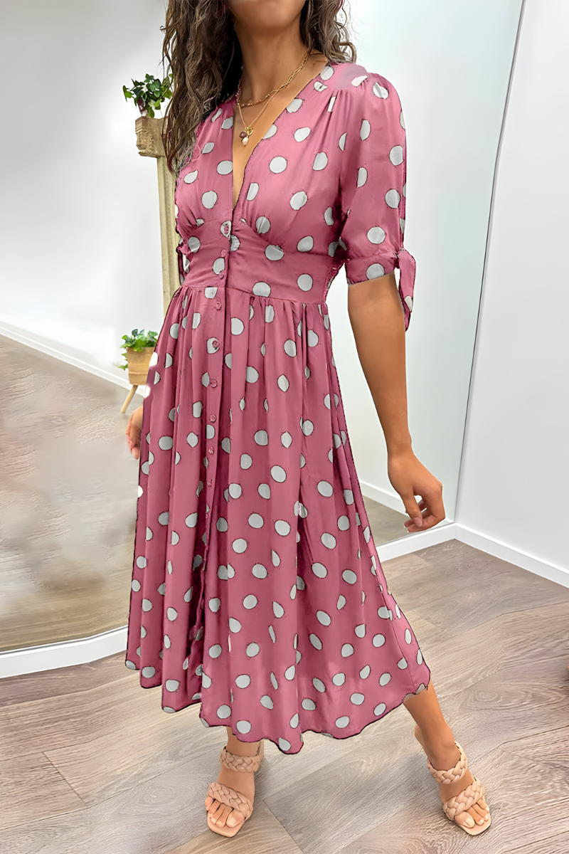 Georgiana | Polka Dot Midi Dress