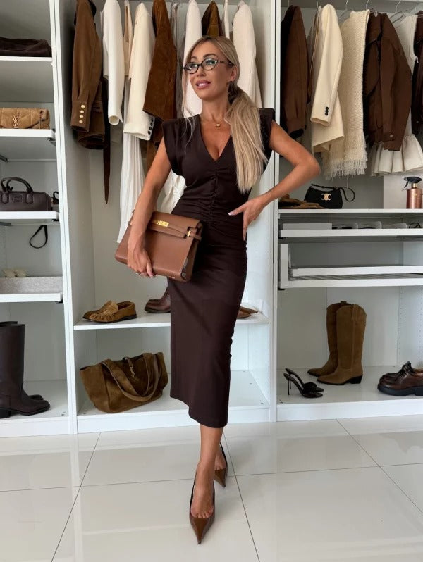 Hallie | Black Midi Dress