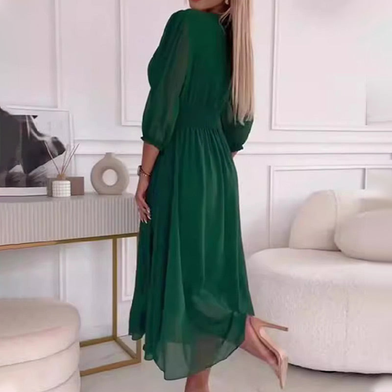 Elara | Elegant Pleated Midi Dress