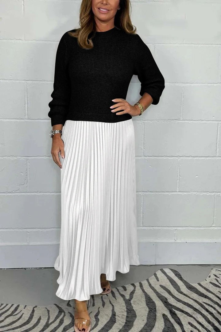 Charlotte |Pleated dress with knitted top