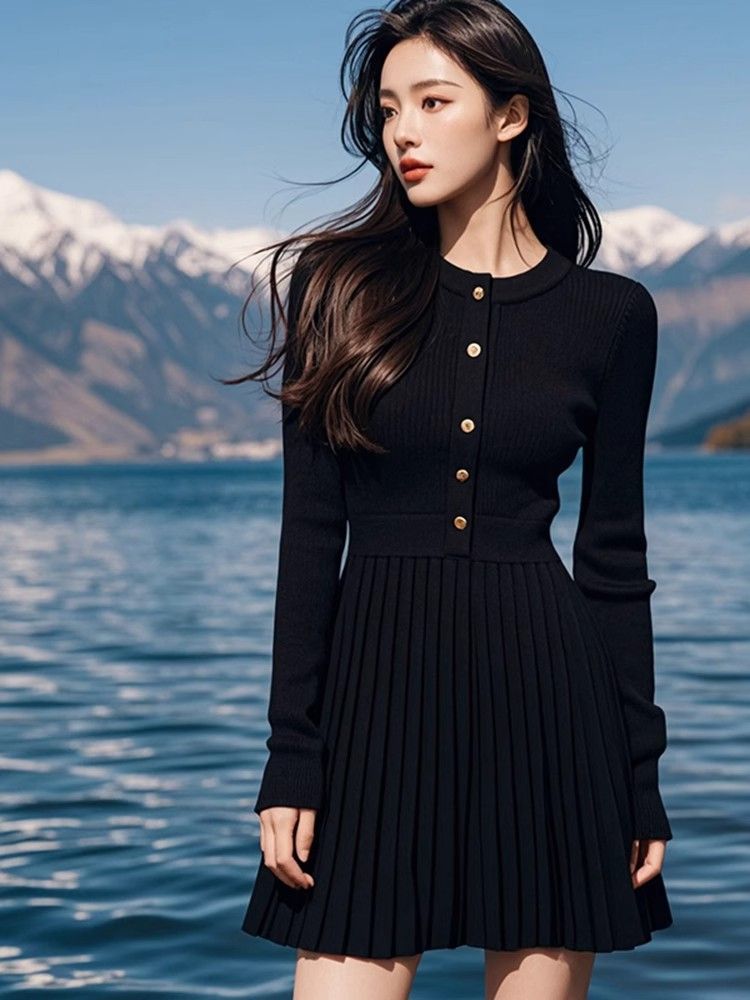 Amélie | Pleated Knit Mini Dress