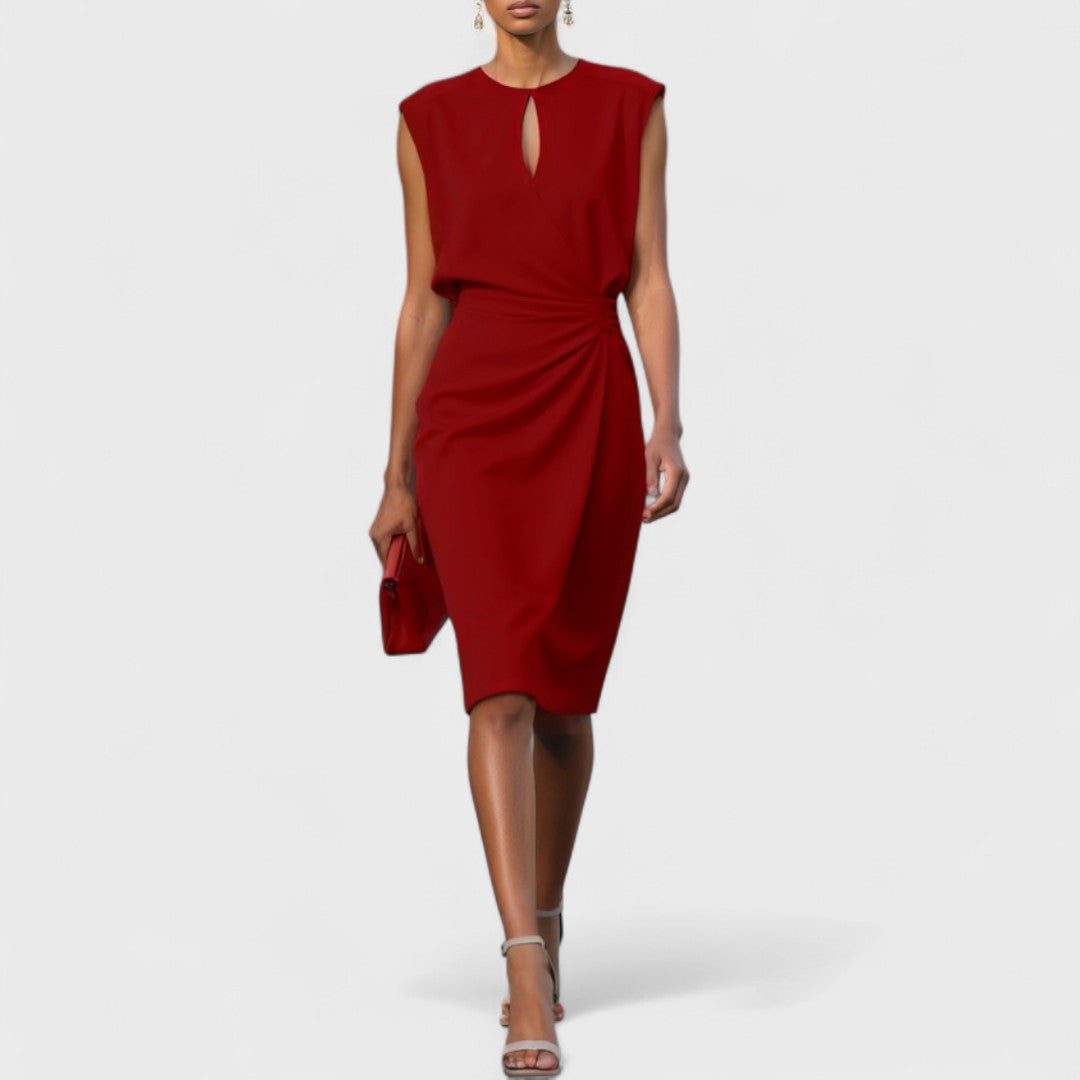 Elodie | White Draped Midi Dress