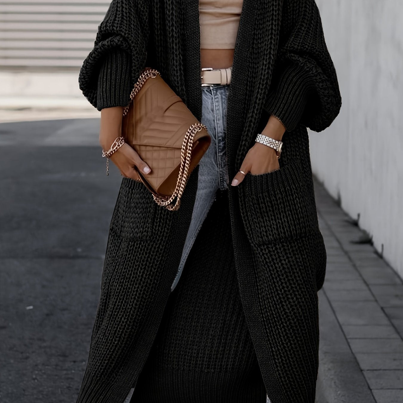 Layla™ -  Elegant Deep V-Neck Long Sleeve Cardigan