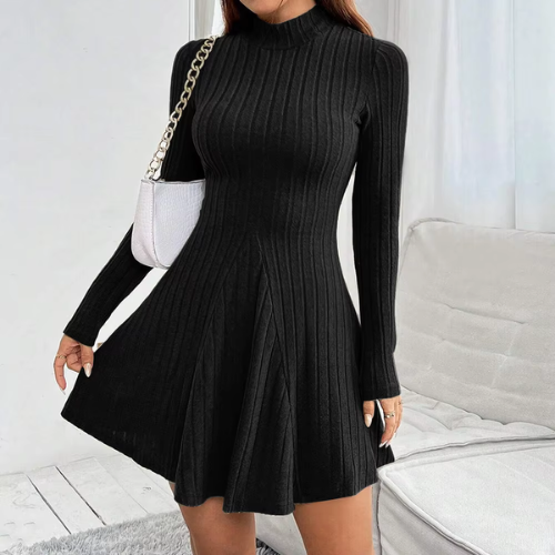 Emma – The Timeless Mock Neck Flare Dress