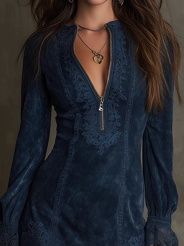 Delilah | Deep Blue Lace Mini Dress