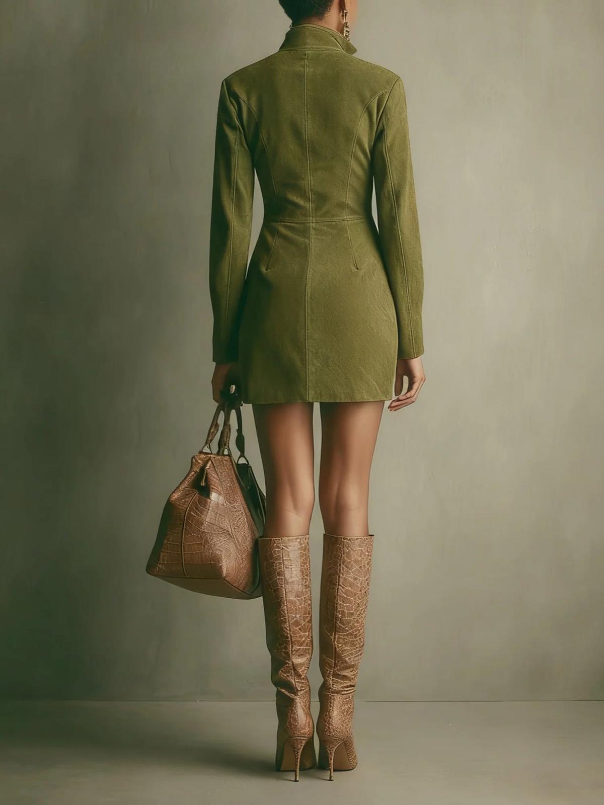 MIREILLE |  Suede Zip Mini Dress