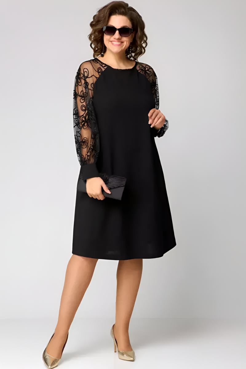 Celeste | Black Dress with Lace Detail