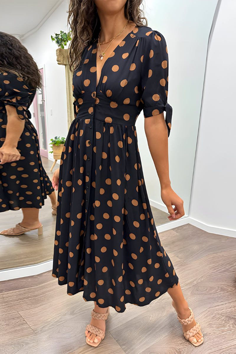 Georgiana | Polka Dot Midi Dress