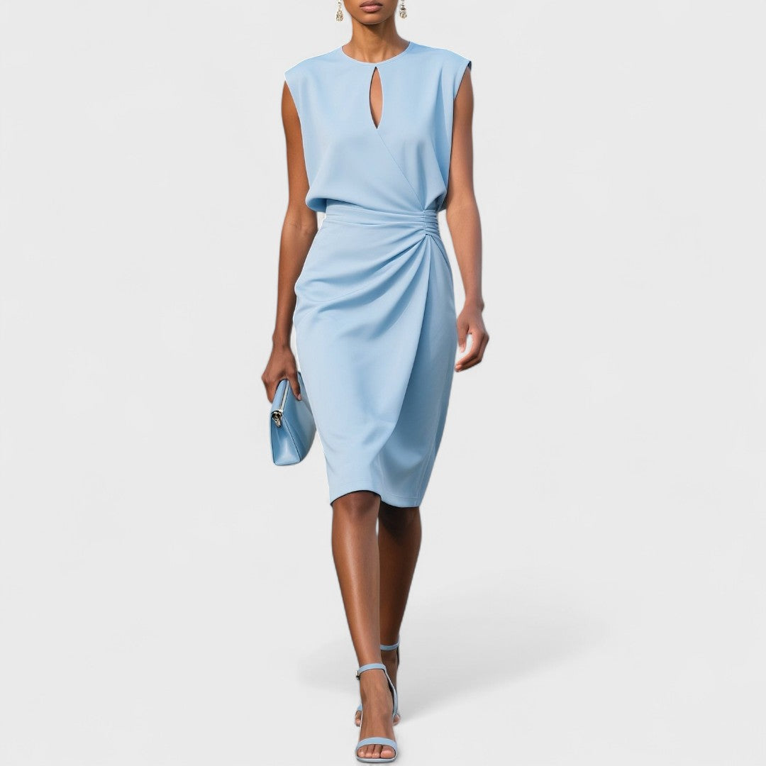 Elodie | White Draped Midi Dress