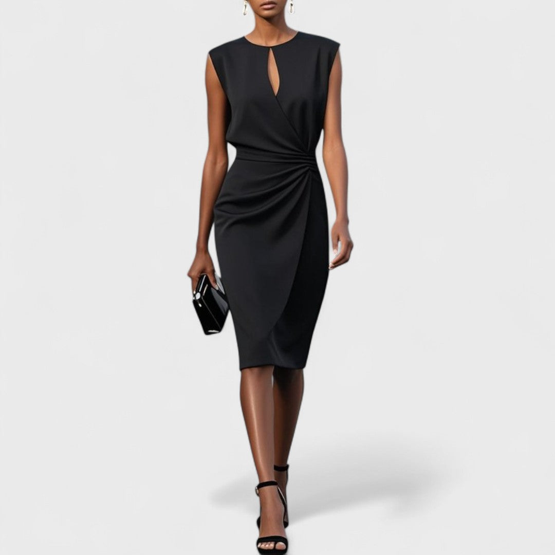 Elodie | White Draped Midi Dress