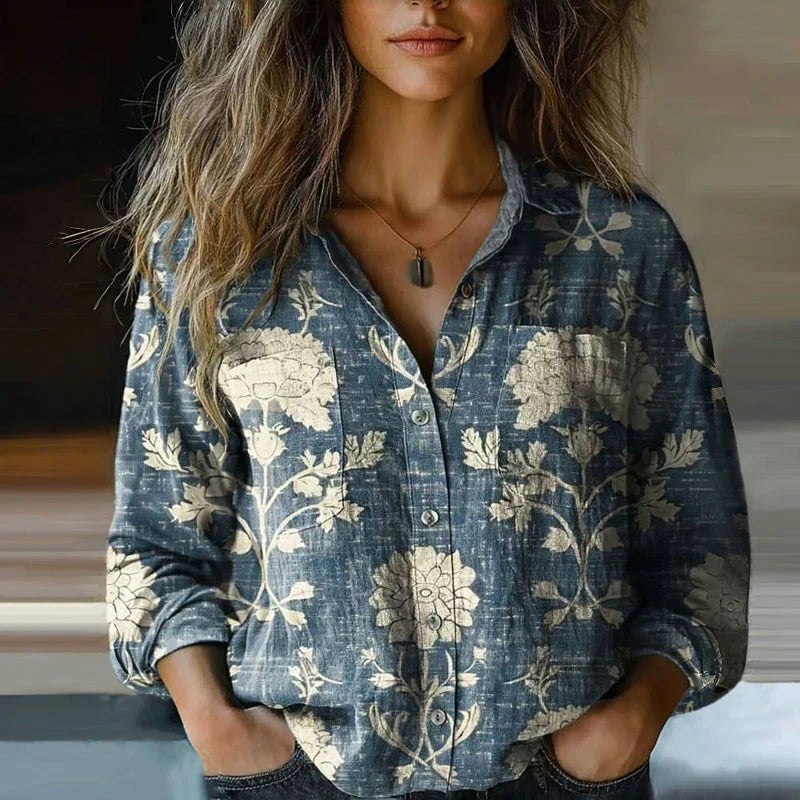 Nina™ – Bohemian Pattern Vintage Blouse