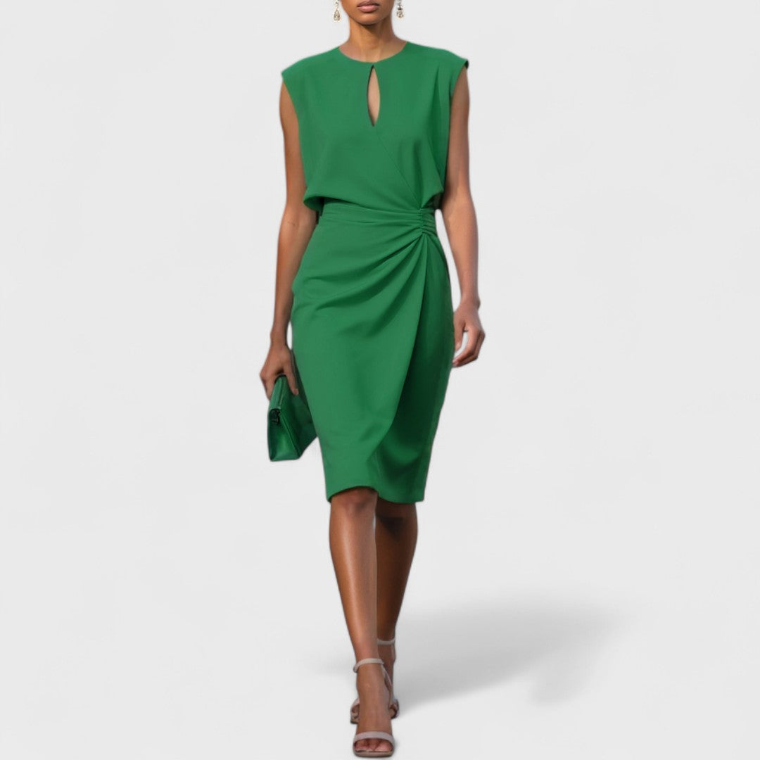 Elodie | White Draped Midi Dress
